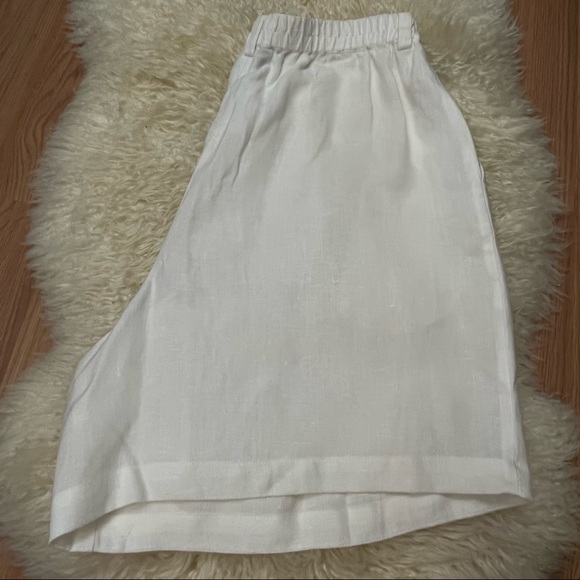 Vintage 90’s Saks Fifth Avenue White Linen High Waisted  Trouser Shorts PL - Picture 3 of 8